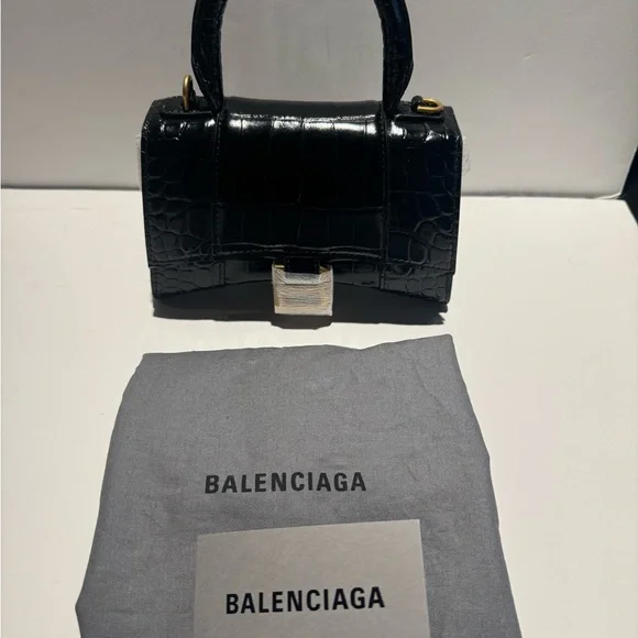 Balenciaga NEW XS Hourglass black croc - Picture 4 of 13